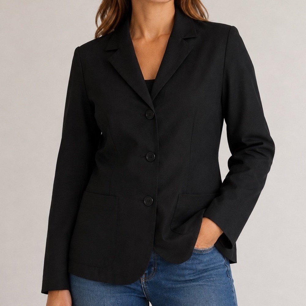 Classiques Entier Blazer Women's Small Black Silk Cotton Blend Minimalist Jacket